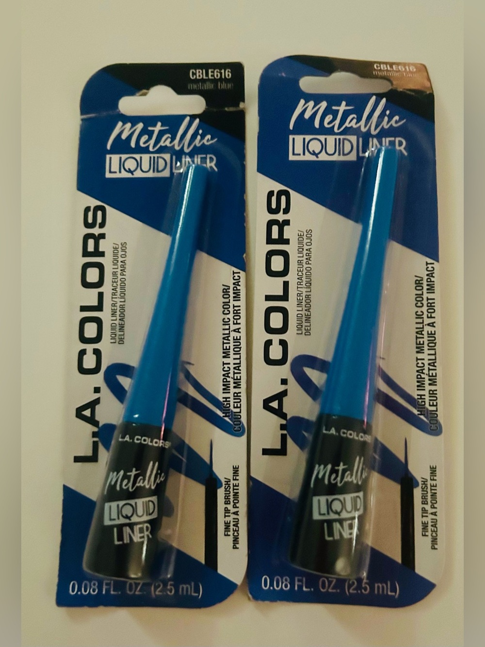 New 2 L. A. Colors Metallic Blue Liquid Liner Sealed Packages 6M after Opening
